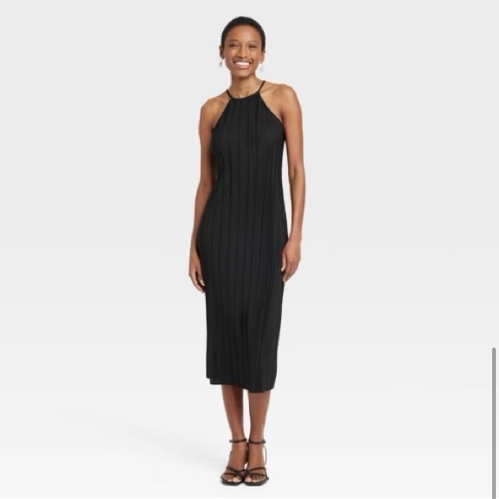 A New Day Black Pleated Dress